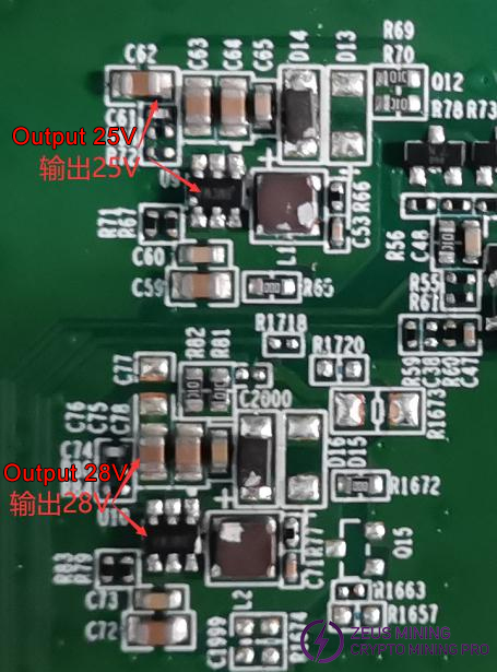 S19 دائرة تعزيز pro+ Hydro 28V و25V