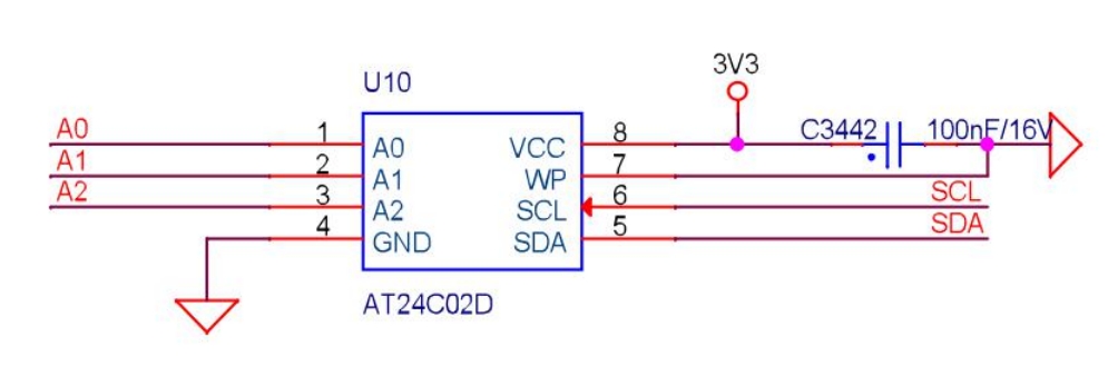 مخطط دائرة شريحة EEPROM AT24C02D