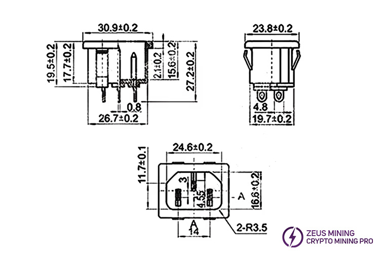 موصل قابس ذكر AC-05 10 أمبير 250 فولت