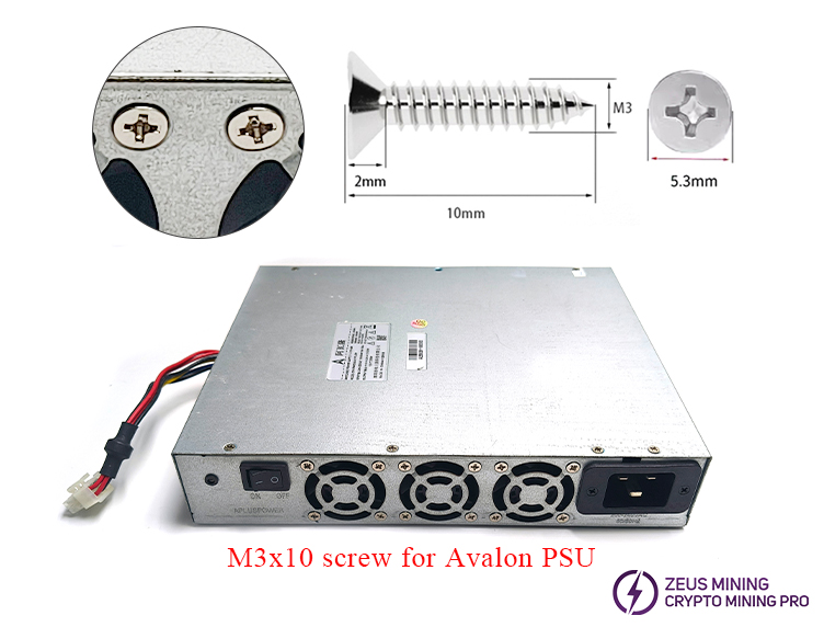 برغي برأس رأس غارق متقاطع M3x10 لـ Avalon PSU