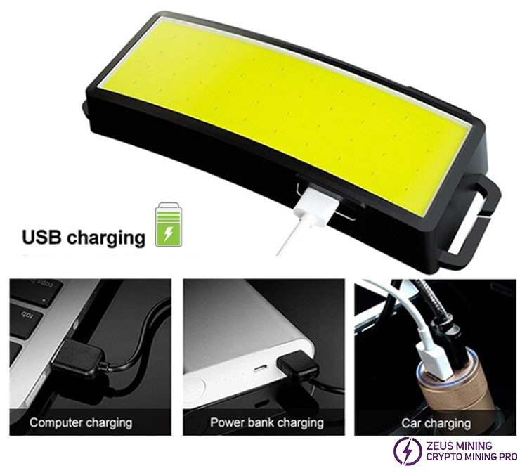 مصباح رأس COB خفيف الوزن قابل لإعادة الشحن عبر USB