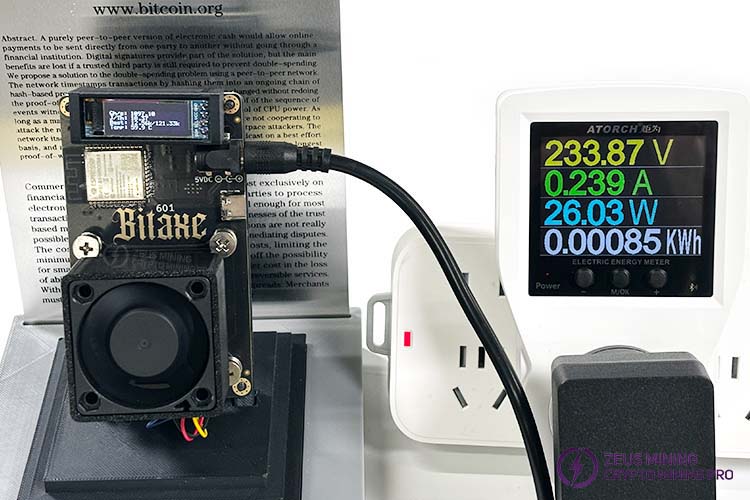 اختبار الطاقة لتعدين منجم Bitaxe Gamma 601