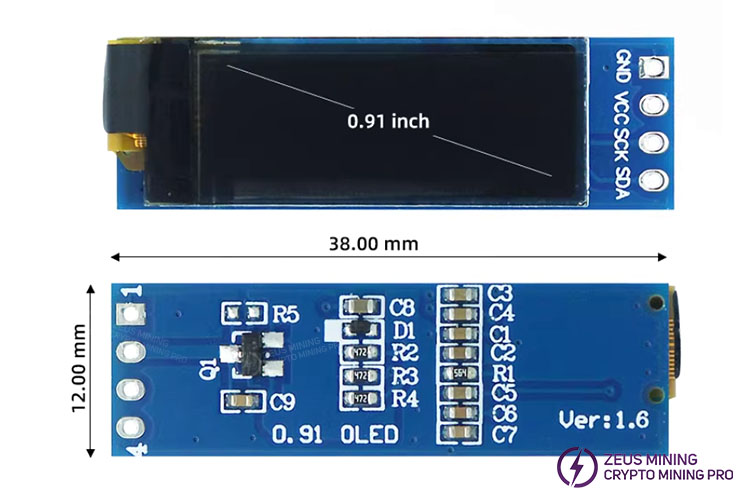 وحدة عرض I2C OLED مقاس 0.91 بوصة