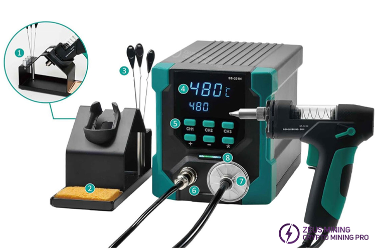 منافذ محطة إزالة اللحام SS-331NH بشاشة LCD